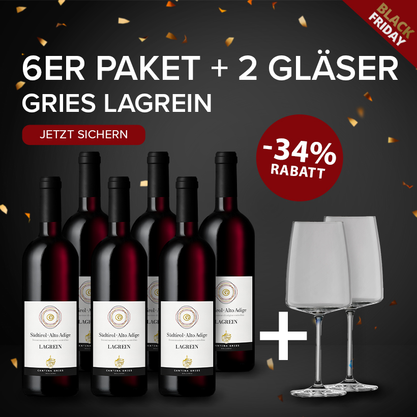 BLACK WEEK 6x Gries Lagrein + Zwiesel Gläser Set