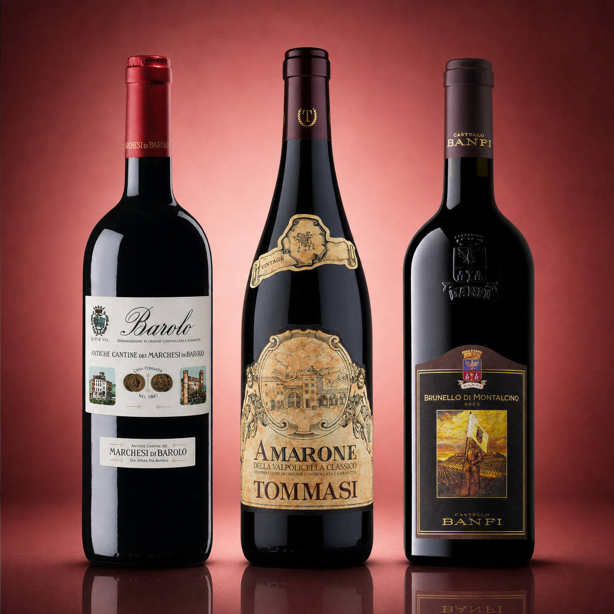 Vinolisa Selezione Die drei großen Roten Italiens – Amarone della Valpolicella Classico, Brunello di Montalcino, Barolo