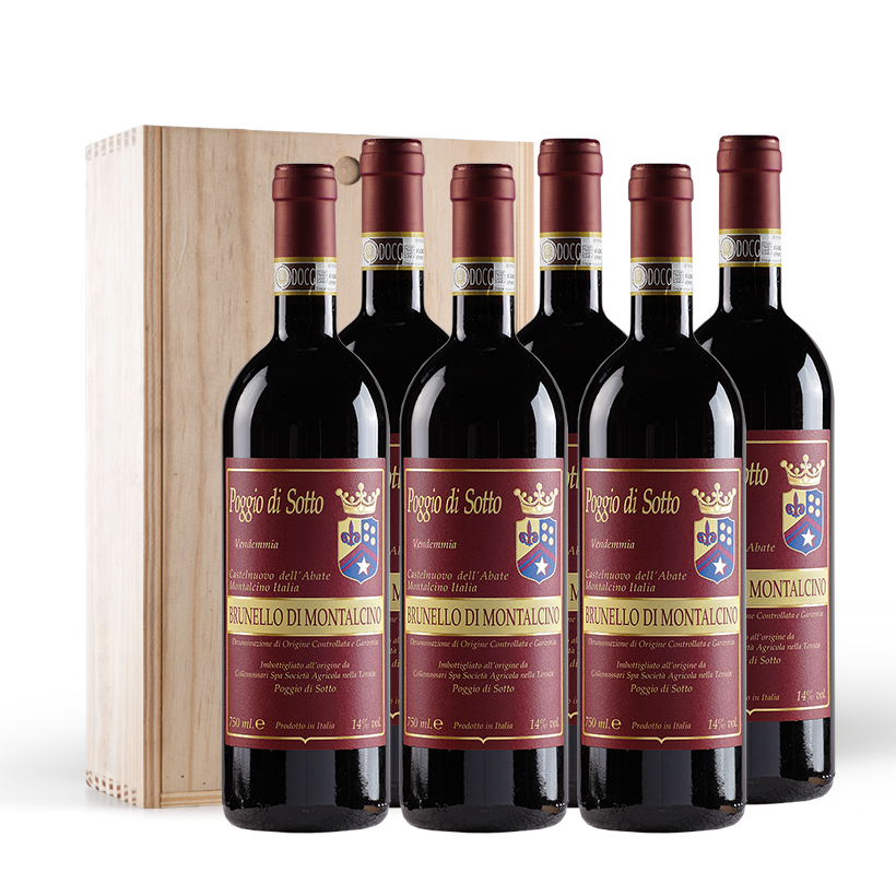 Poggio di Sotto Brunello di Montalcino DOCG 2018 – 6 Flaschen in Original Holzkiste