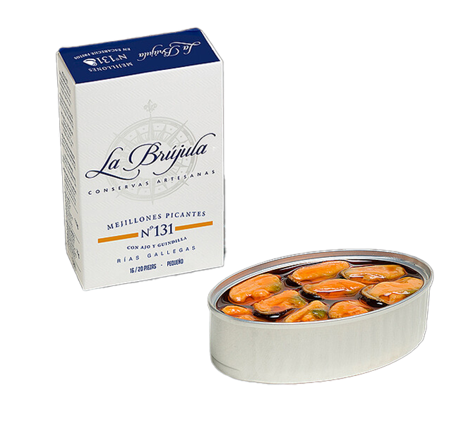 La Brújula Pikante Miesmuscheln mit Knoblauch und Chilli