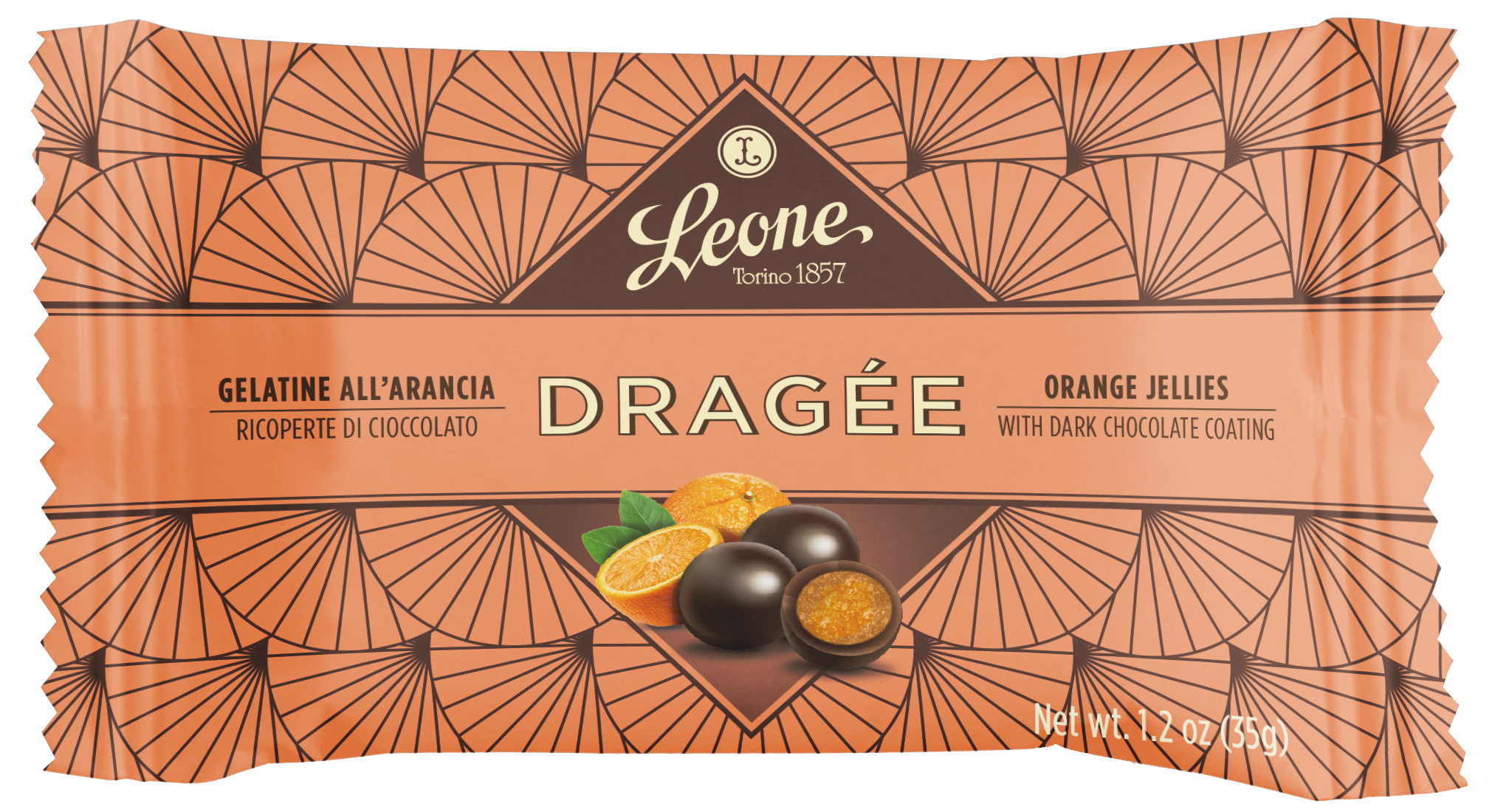 Pastiglie Leone Orangen Gelées mit Schokoladenüberzug 35g