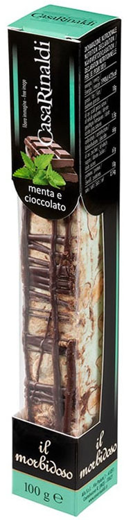 Casa Rinaldi Torrone mit Minze und Schokolade „il morbidoso“ 100g