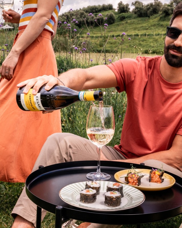 Cento Filari Lugana mit Sushi