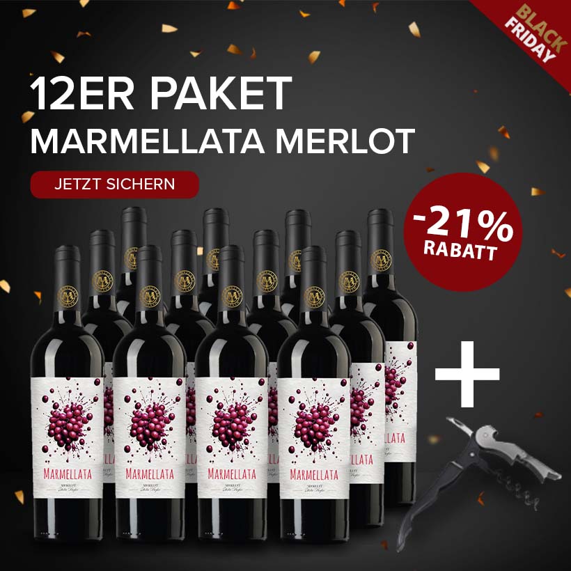 BLACK WEEK 12x Marmellata Merlot + GRATIS Kellnermesser