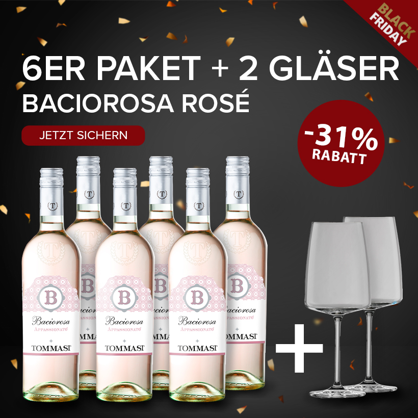 BLACK WEEK 6x Baciorosa Rosé  + Zwiesel Gläser Set