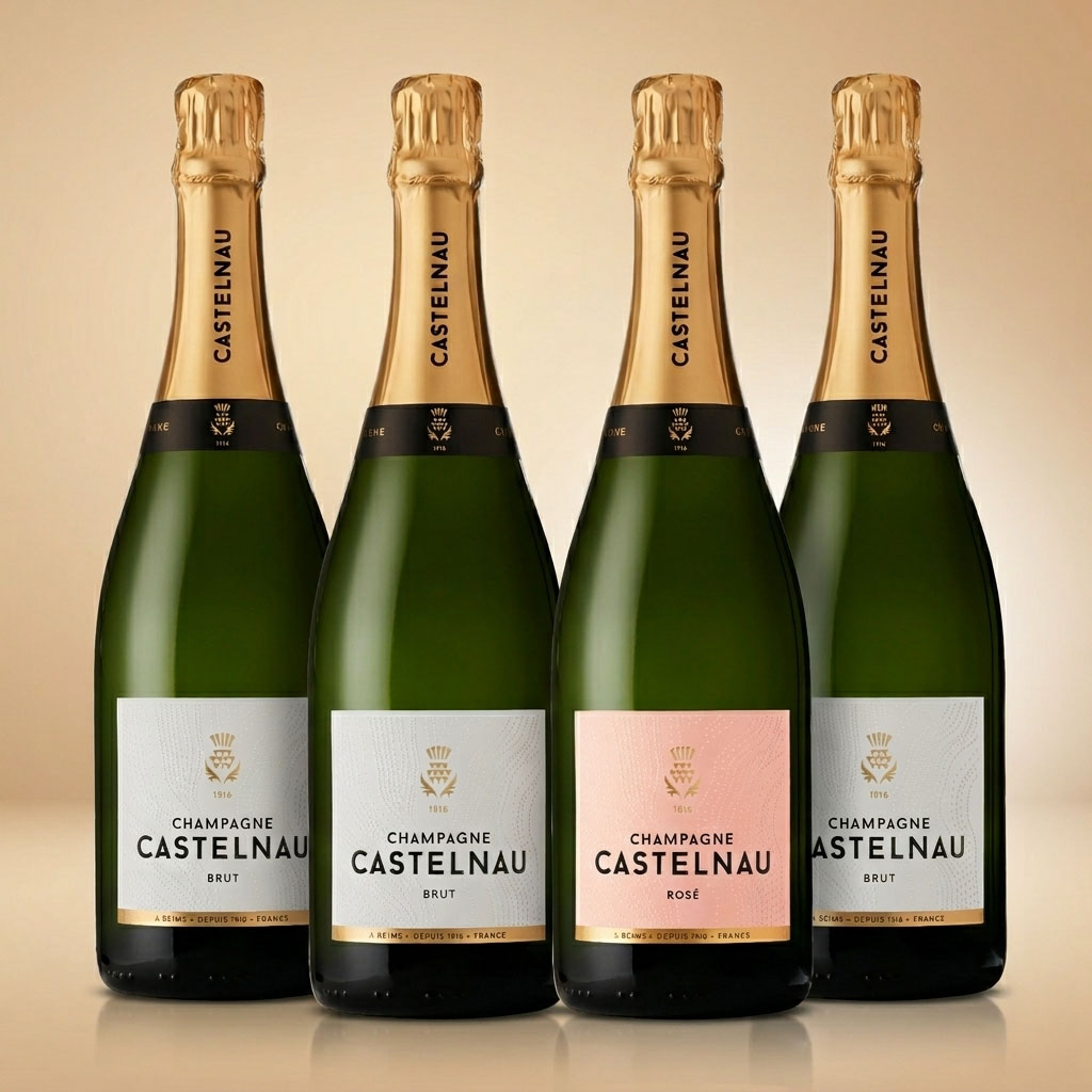 Champagne Castelnau 3 Champagner Brut Réserve + 1 Champagner Brut Rosé